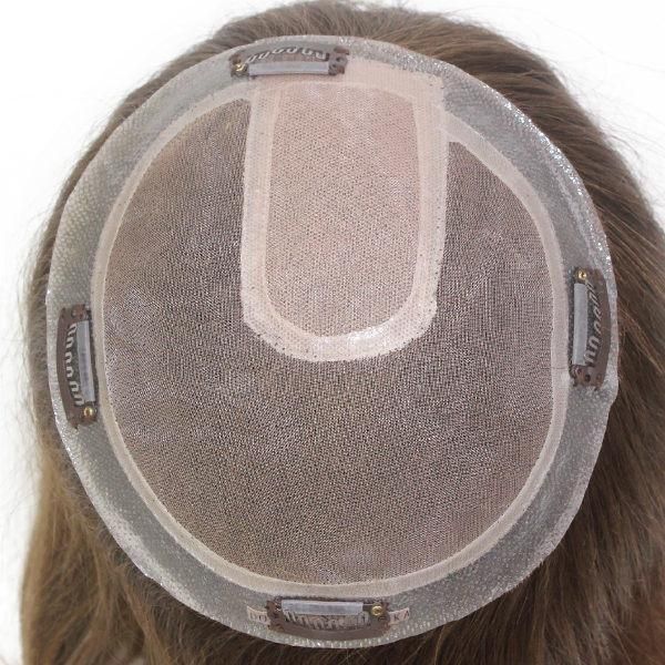 Human Hair Hair System with PU Perimeter Silk Base Toupee for Women