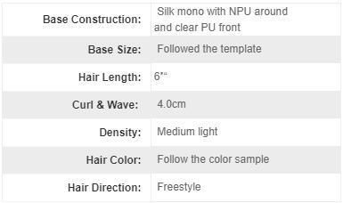 Silk Mono Base with Skin Perimeter Natural Hair Toupee