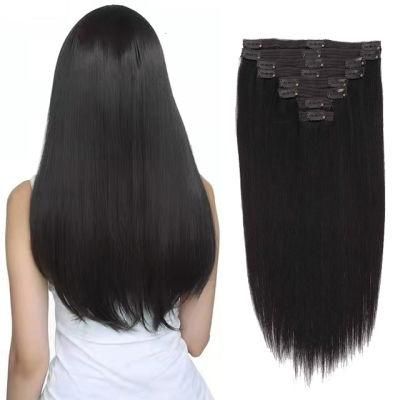 Natural Black Raw Unprocessed Brazilian Remy Human Hair Clip in Hair Extensions 8PCS/Set 18clips