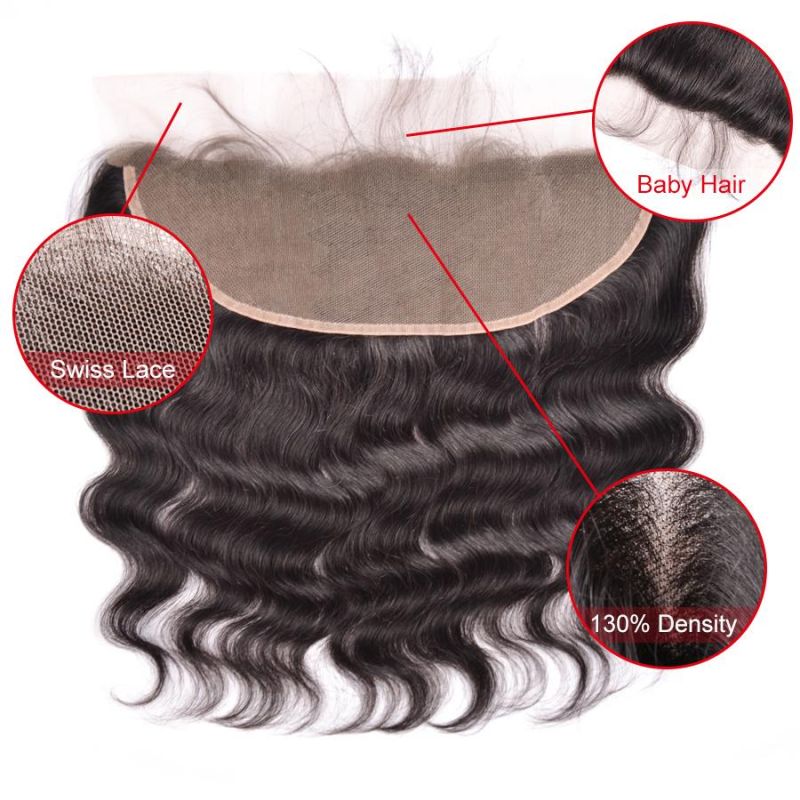 Hair Supllier Lace Frontal Closure Brazilian Hair Body Wave 13X4 Free Part Human Hair Closure with Baby Hair Natural Color 8"-22"