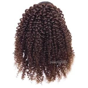 Dark Brown Brown Afro Curly Kinky Curly Bouncy 100% Human Hair Ponytail