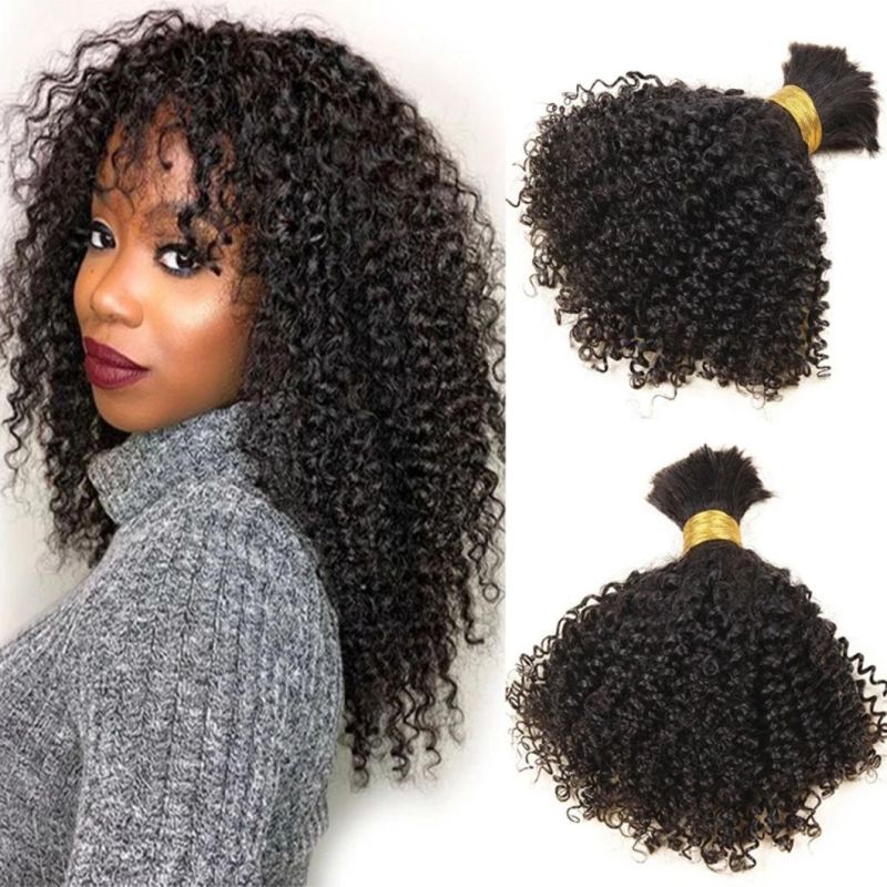 Afro Kinky Curly Brazilian Hair Bundles Braiding Hair Bulk No Weft Long Kinky Curly Human Hair Bulk Remy Hair Extensions