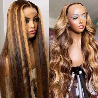 Wholesale Lace Frontal 4/27# Highlight Lace Front Wig 100 Human Hair China Cheap Remy Hair Full Lace Wig Natural Brazilian Human Hair Wigs