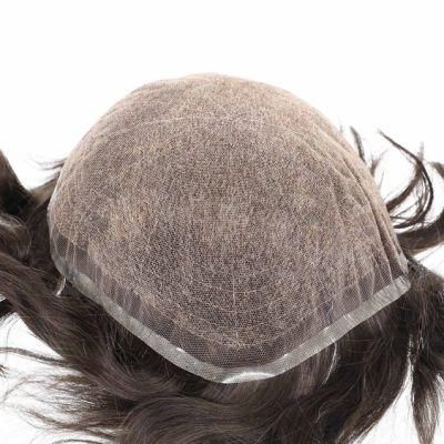 Stock Men&prime;s Human Hair Lace Hair Replacement