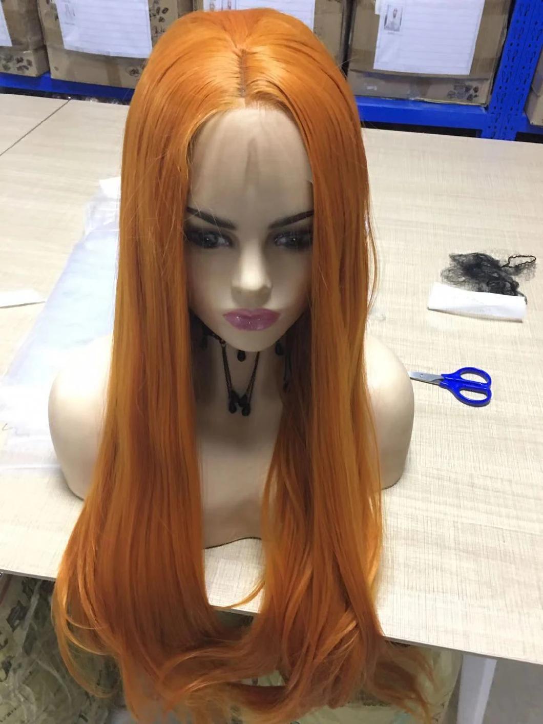 Competitive Price Synthetic Wig Lace Front Kanekalon Natural Black Synthetic Long Straight Hair Wig