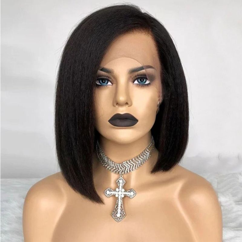 Yaki Bob Wigs Kinky Straight Hair Lace Front Wigs