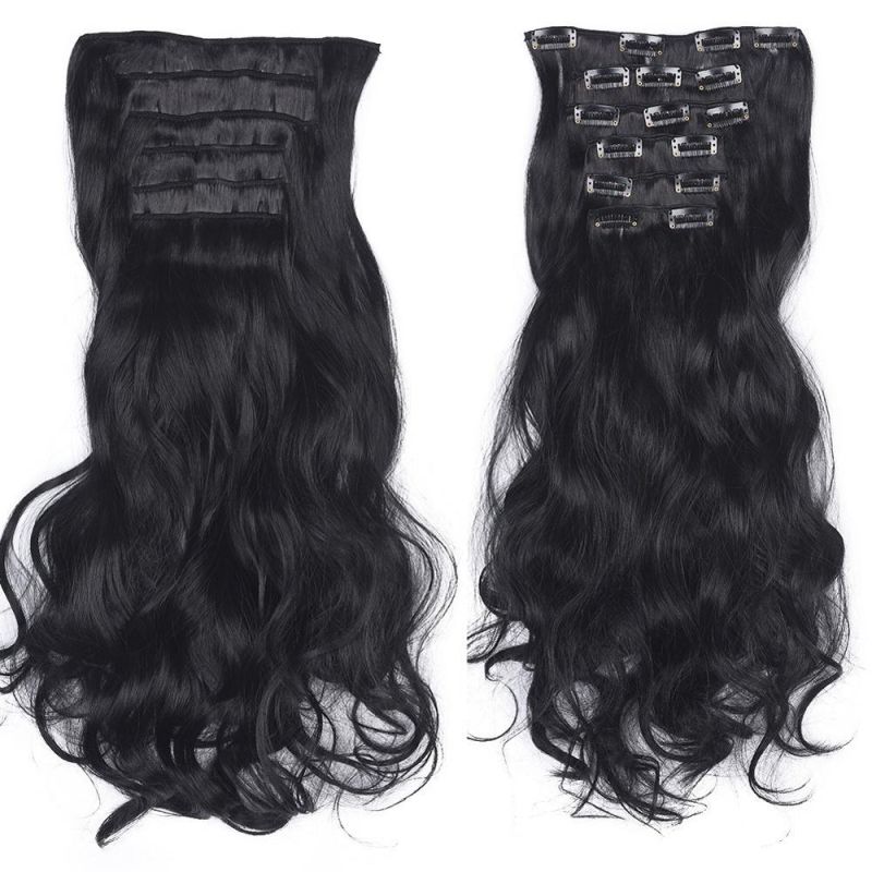 6PCS/Set 16 Clips in Hair Extension Natural Wavy Synthetic Heat Resistant Fiber Hairpieces