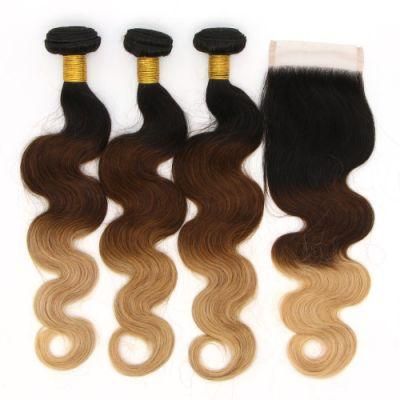 Factory Price Ombre Color 1b/4/27 Brazilian Virgin Hair Body Wave Bundles