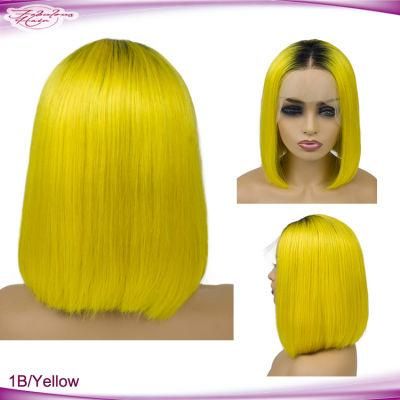 Most Popular Fashion Lady Human Hair 1b/Yellow Color Bob Wig