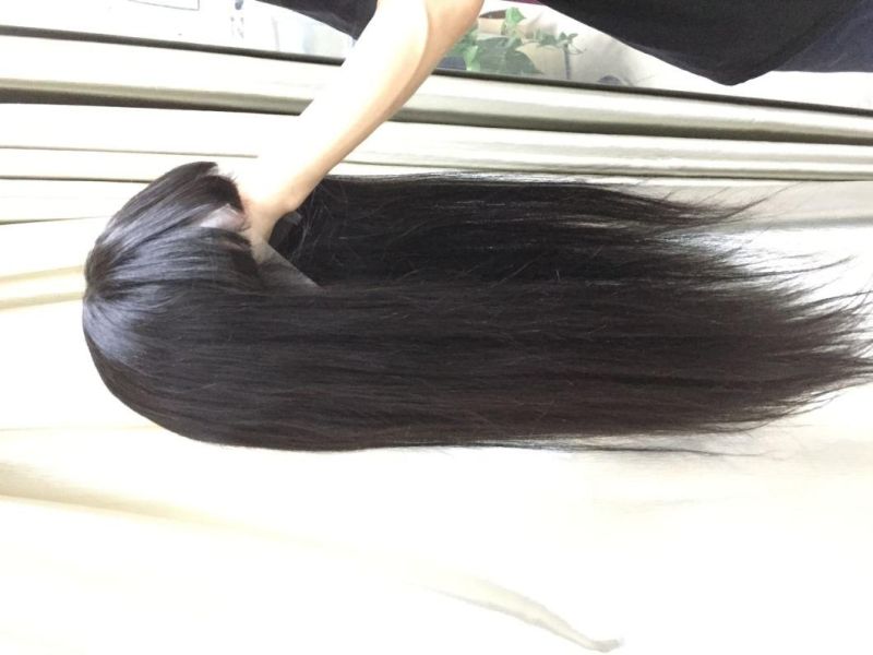Long Brazilian Hair Cuticle Aligned Human Hair Lace Wig with Bang