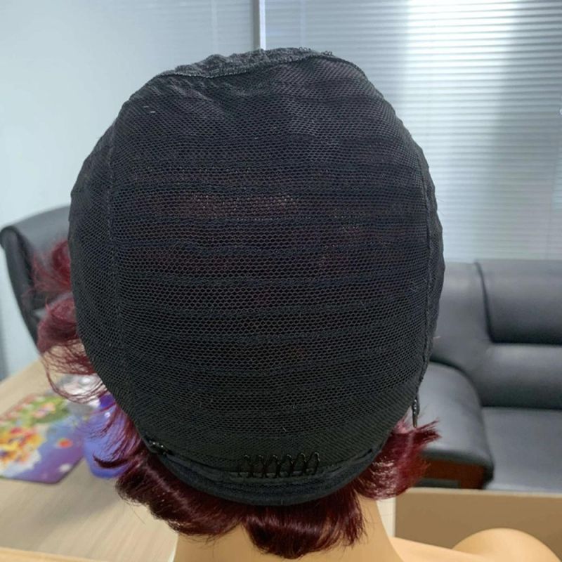 Kbeth 99j Red Short Straight Hair Wigs Custom Logo Accept Luxury Remy Real Brazilian Chinese Human Hair 10 Inch Cheap Women Wig Machine Made