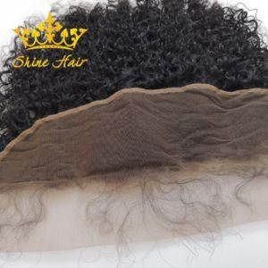 Brazilian Human Hair 13*6 Transparent Lace Frontal of #1b Kinky Curly