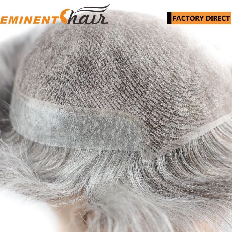 Lace Front Human Grey Hair Toupee for Men