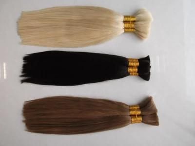 Cuticle Aligned Human Remy Hair Bulk Blonde Color 60#