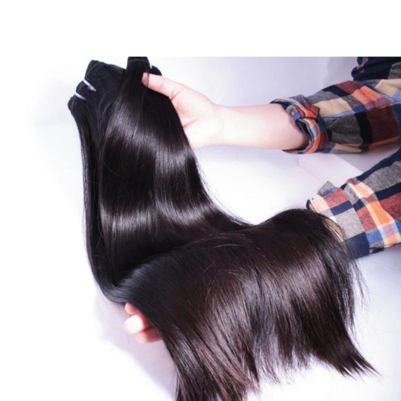 Straight Raw Virgin Human Hair Bundle Unproccessed Human Remy Hair Weave for Women Natural Color Double Weft
