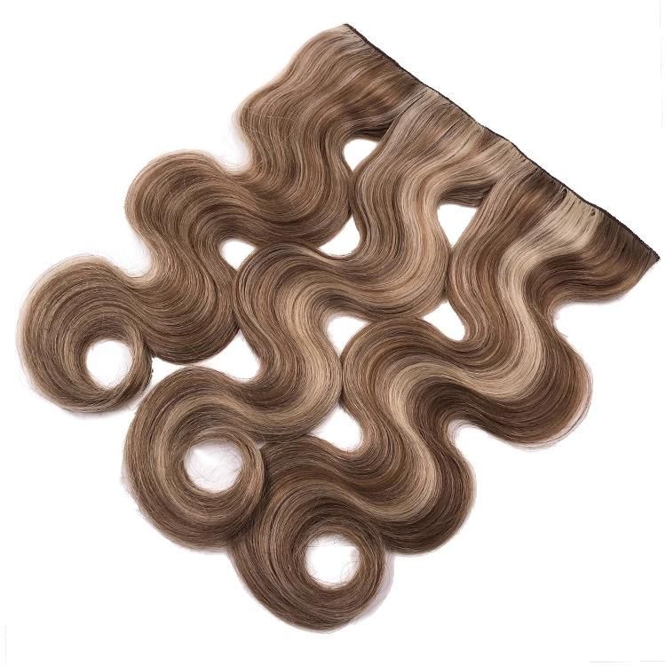 Body Wavy Human Hair Cuticle Aligned Unprocessed Halo Hair Extensions #P8/22