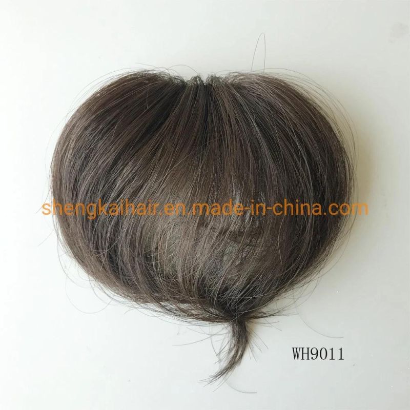 Full Handtied Human Synthetic Mix Crown Topper Hair