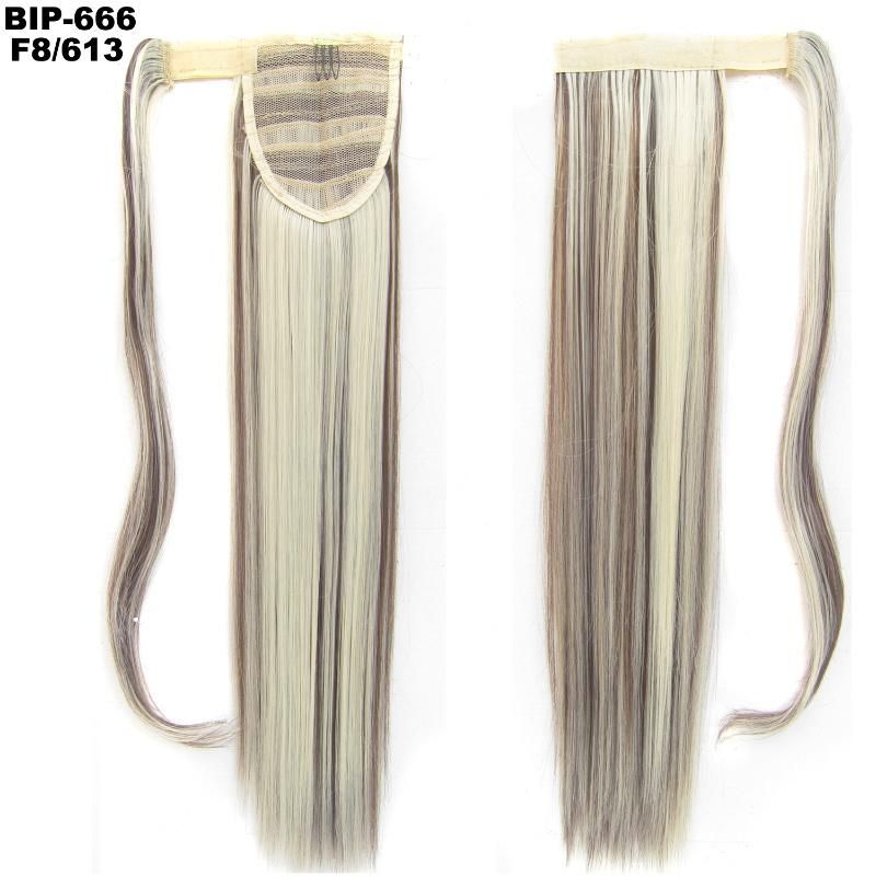 Silky Straight Synthetic Magic Paste Clip in Ponytail Hair Extension