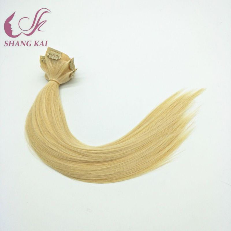 Wholesale Price Blonde Double Weft Brazilian Human Hair Seamless Clip in Hair Extension