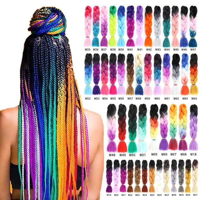 Kbeth Rainbow Color Braided Synthetic Hair Extension for American Black Ladies Favourite Gift 22 Inch Length Customized Affordable Price Extensions Wholesale