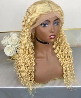 Double Drawn Human Hair Wigs Color Curly Wave Lace Front Wig Blonde Virgin Hair Wigs