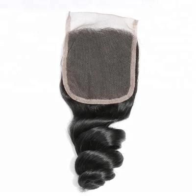 Kbeth Loose Wave 4*4 Lace Frontal Closure Hand Tied Transparent Lace 8 Inch Bouncy Human Hair Closures Ready to Ship
