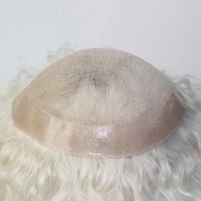 Human Grey Hair Curl Men&prime;s Hair Wig