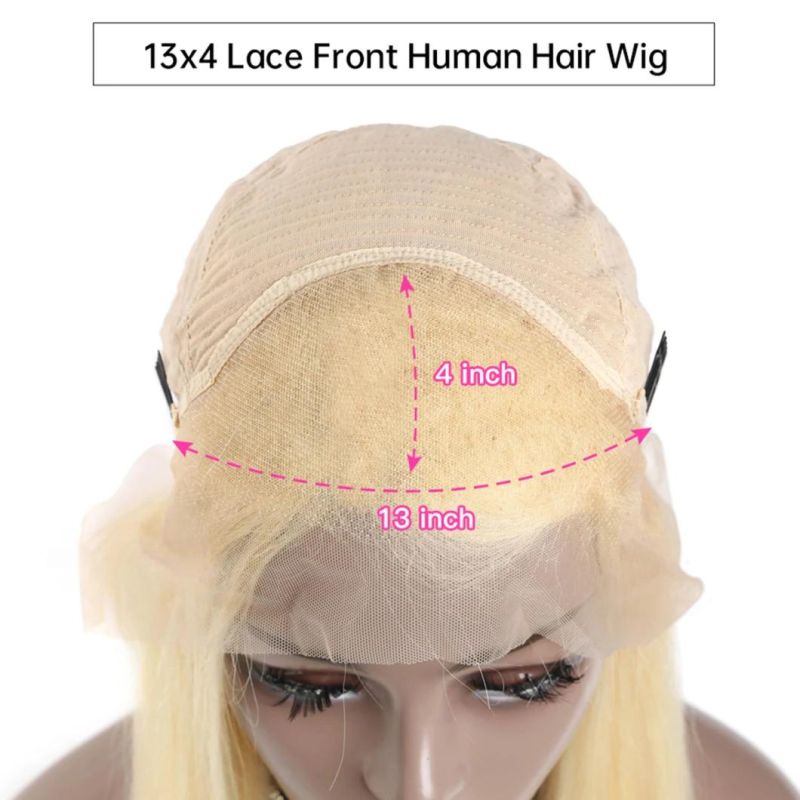 Lace Frontal 13X4 Wig Human Hair Pre Plucked Long Brazilian Straight Blonde Color HD Glueless Full Lace Wigs 28 Inches