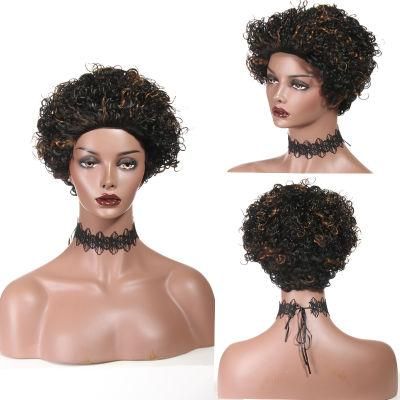 Short Curly Human Hair Wig Brazilian Lace Front Human Hair Wigs 1b/4