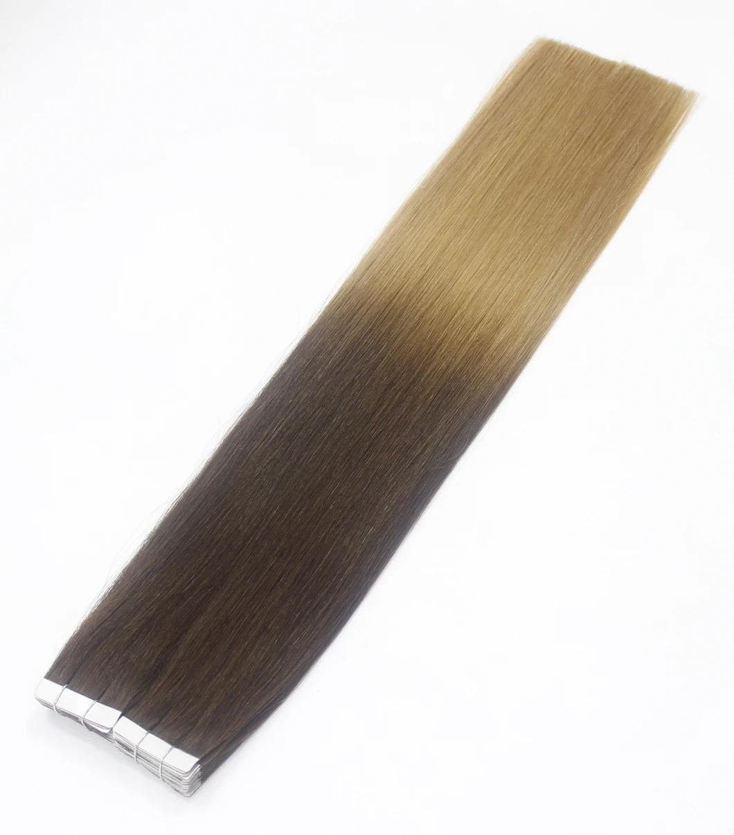 Tape in Extensions Brazilian Straight Human Hair Bundles 4/27 Color Remy Human Hair Extensions