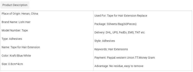 Pre Cut Clear Waterproof Adhesive Tape Tabs in Human Hair Extensions Double Sided Tape for Hair Extension Replacement