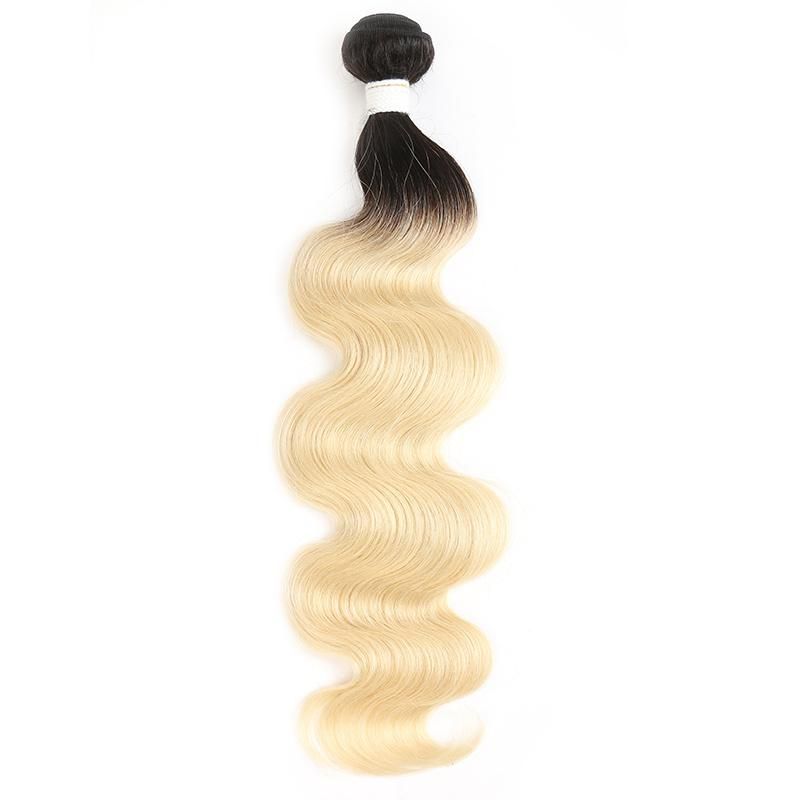 1b 613 Dark Root Blonde Ombre Brazilian Remy Body Wave Hair Extensions with 13X4 Lace Frontal Closure Free Middle Part Honey Blonde Bundles with Frontal