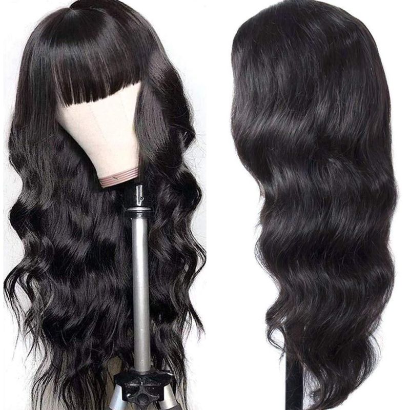 Brazilian Virgin Body Wave Human Hair Wigs with Bangs