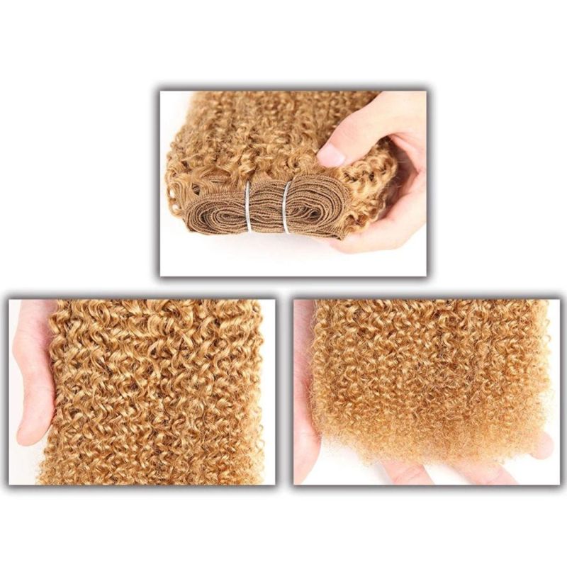 Afrox Kinky Weave Curly Human Hair Bundle Ombre Human Hair Weave Bundles #27 #30 1b# Red# Remy Hair Extensions