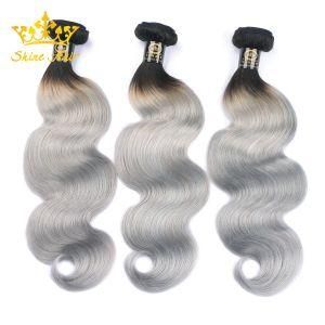 #1b /Grey 100% Brazilian Human Hair Extension of Straight Body Wave