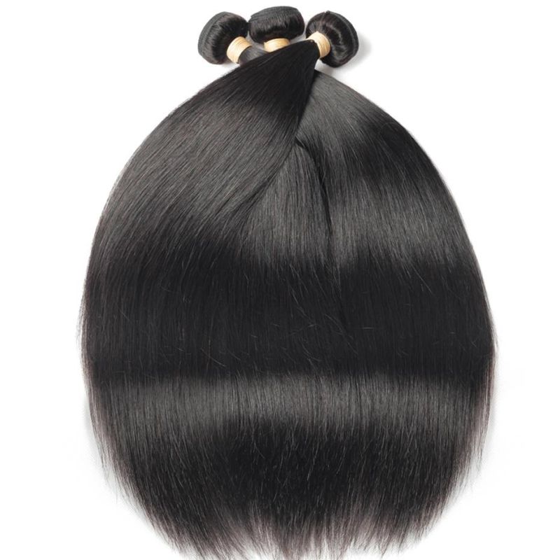 100% Straight Human Hair Bundles with Closure 13X4 Frontal with Bundles Brazilian Hair Weave Bundles with Closure Elegant Hair