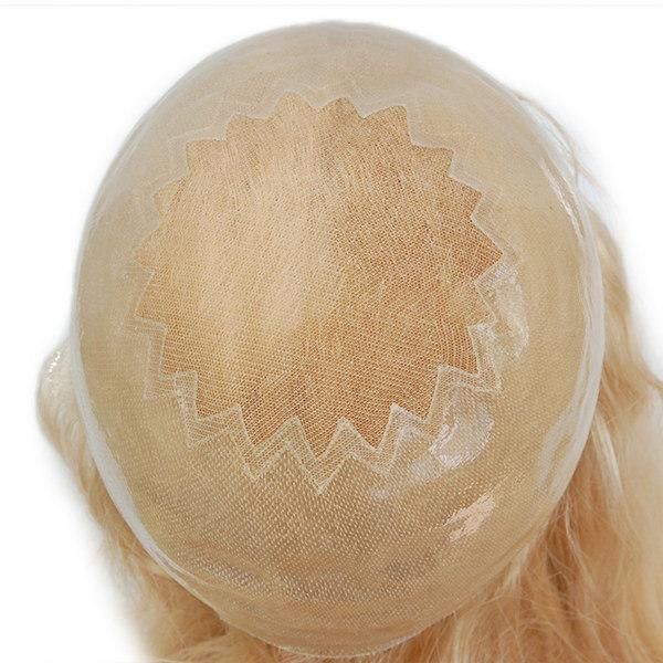 Lace with Skin Long Blonde Natural Women Hair Systems