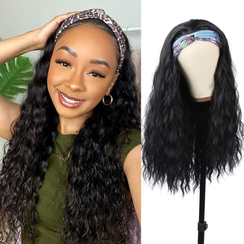 24 Inch Synthetic Curly Headband Wig with Headband Attached
