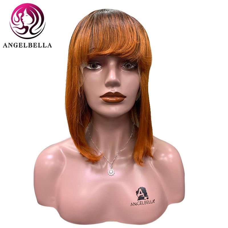 Angelbella 13*4 Frontal Wig Glueless Cheap Remy African American Human Hair Bob Wigs