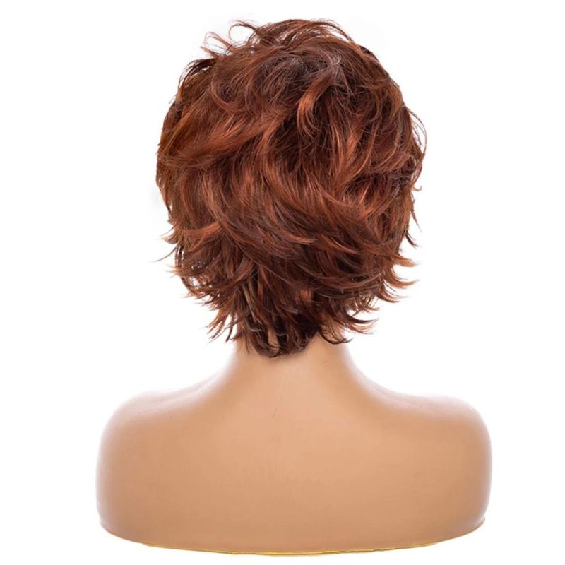 Short Red Wigs with Bangs Ginger Orange Wavy Synthetic Wig