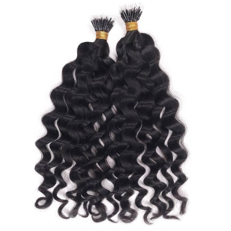 Double Drawn Nano Ring Brazilian Virgin Hair Deep Wave Hair Weave Extensions