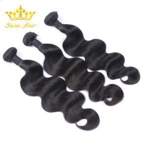 Human Virgin Brazilian Hair of 100% Human Lace Closure with Body Wave 1b Natural Color Bundle