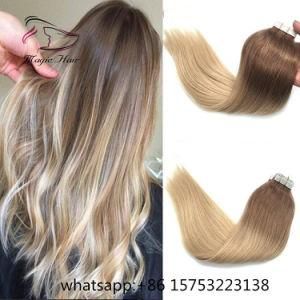 Hair Extensions Tape in Light Brown to Bleach Blonde Straight Remy Tape in Human Hair Extensions 20PCS 50g