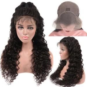 20 Inches Black Water Wavy Lace Front Human Wig with Baby Hair
