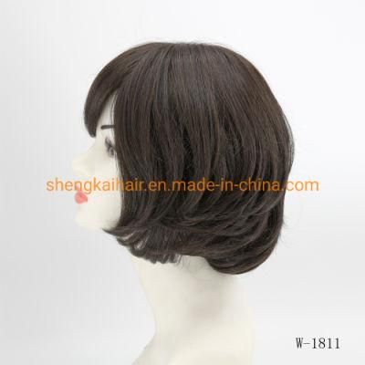 Wholesale Full Handtied Human Hair Synthetic Hair Mix Ladies Hair Wig