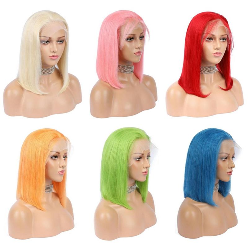 Kbeth Hair Extensions Wigs for Black Women Birthday Gift 2021 Summer Fashion Cool Soft 100% Virgin Remy Human Hair Blue Yellow Orange Pink Color Wigs Glue