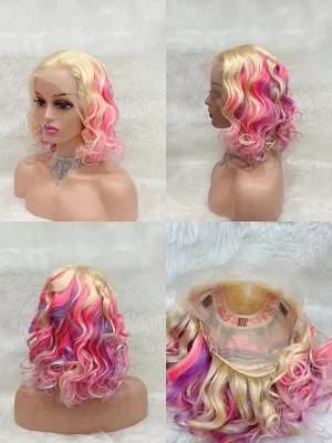 Colorful Glueless Transparent Unprocessed Raw Virgin Short Bob Human Hair Wigs
