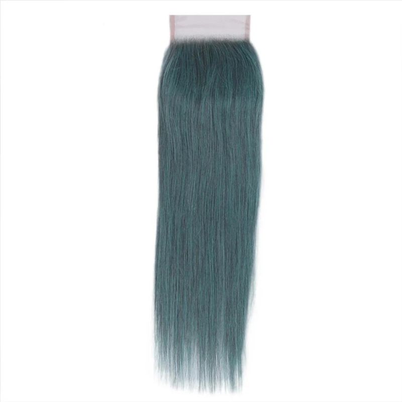 Blue Bundles with Closure Brazilian Human Hair Straight Remy Human Hair Bundles S Blue with Closure for Woman
