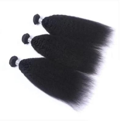 100% Human Hair Nature Black Brazilian Kinky Straight Hair Wig