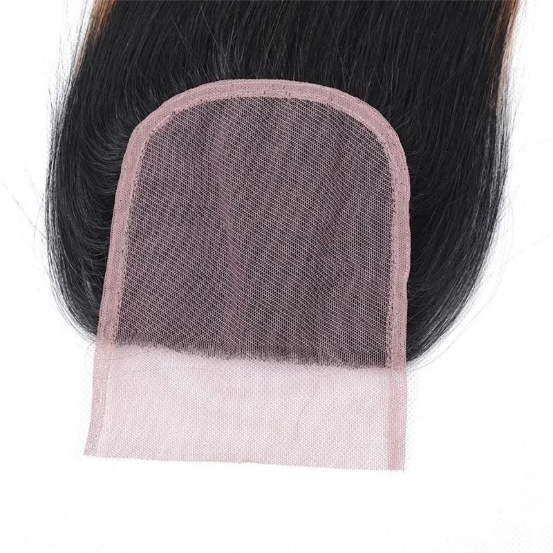 Brazilian Hair Straight Women Hair Weave Color 1b/30 100% Human Hair Bundles with Closure Free Shipping 16"